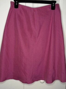 Ann Taylor Size 8P Linen Blend Skirt Midi Pink Flare Womens Petite Spring Easter